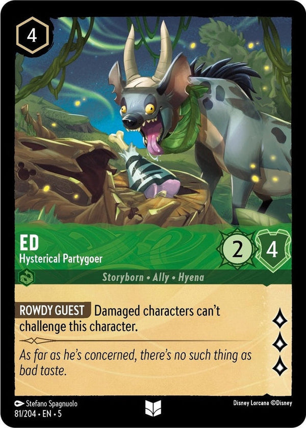 Ed - Hysterical Partygoer - 81/204 Uncommon Disney Lorcana card from Shimmering Skies, Near Mint Normal