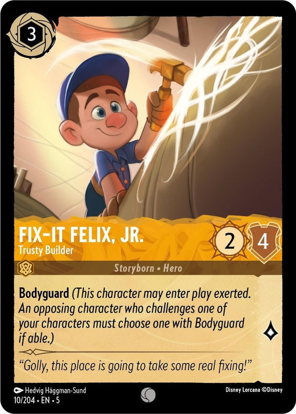 Fix-It Felix, Jr. - Trusty Builder - 10/204 Common Disney Lorcana card from Shimmering Skies, Near Mint Normal