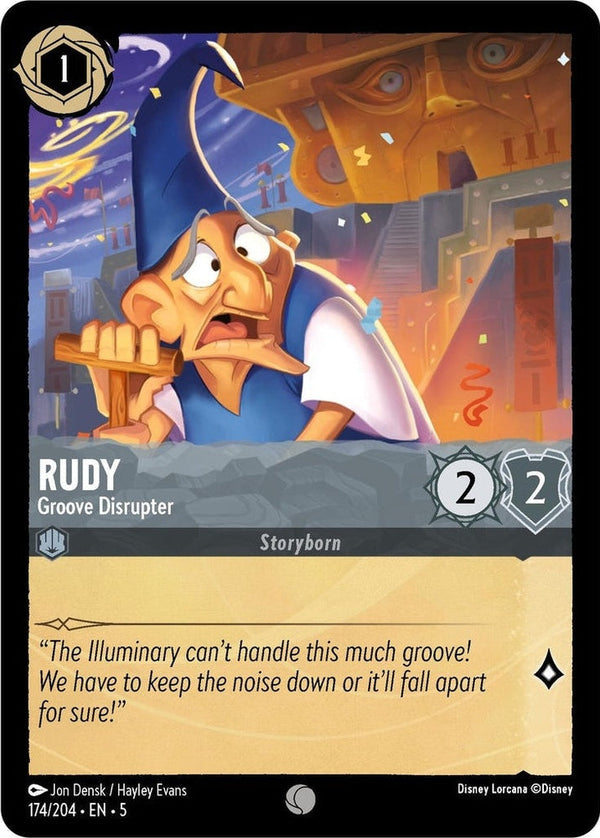 Rudy - Groove Disrupter - 174/204 Common Disney Lorcana card from Shimmering Skies, Near Mint Normal