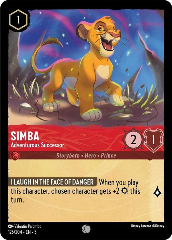 Simba - Adventurous Successor - 125/204 Common Disney Lorcana card from Shimmering Skies, Near Mint Normal
