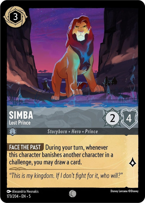 Simba - Lost Prince - 173/204 Common Disney Lorcana card from Shimmering Skies, Near Mint Normal