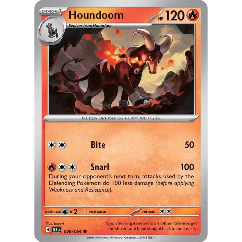 Houndoom - 008/064 Common Pokémon card from Shrouded Fable, Near Mint Reverse Holofoil