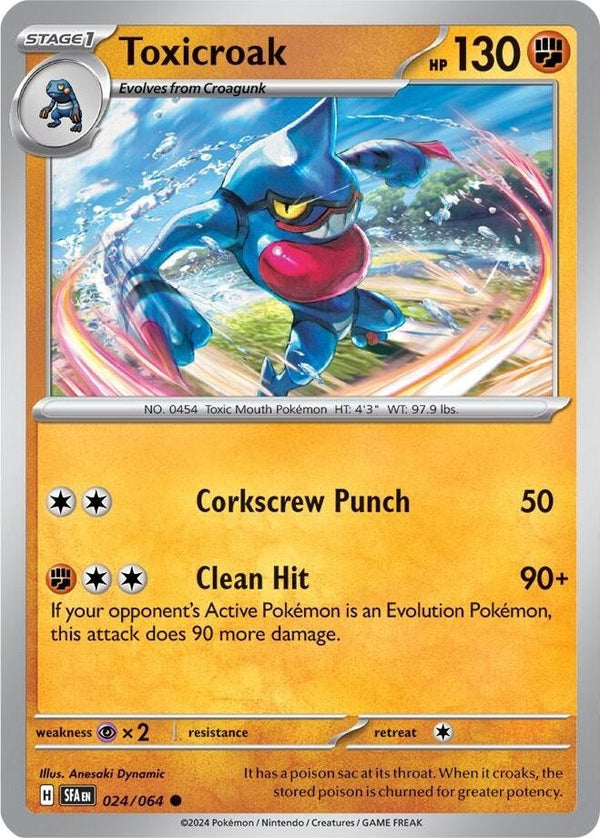Toxicroak - 024/064 Common Pokémon card from Shrouded Fable, Near Mint Reverse Holofoil