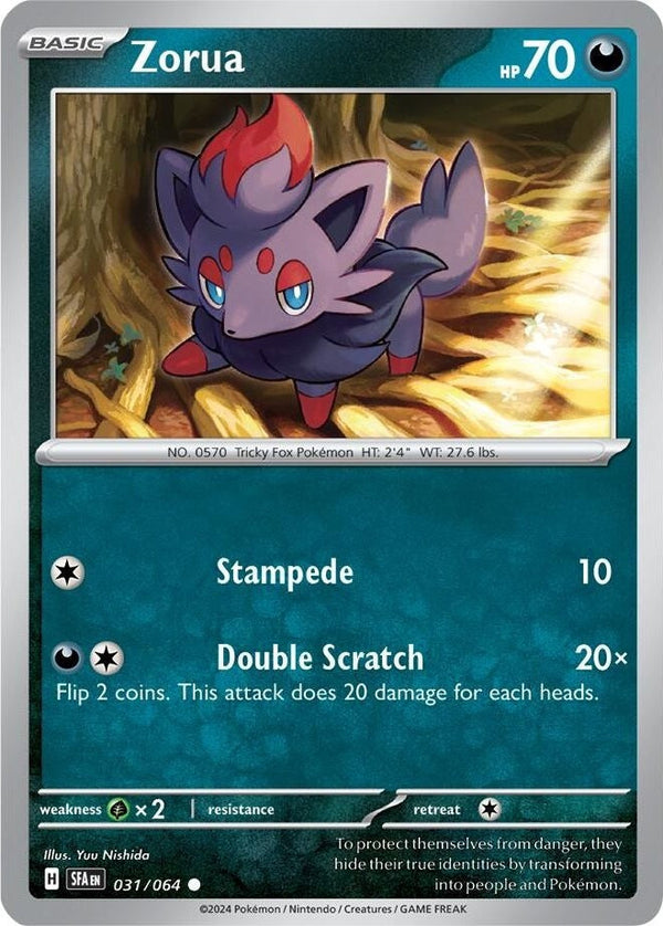 Zorua - 031/064 Common Pokémon card from Shrouded Fable, Near Mint Reverse Holofoil