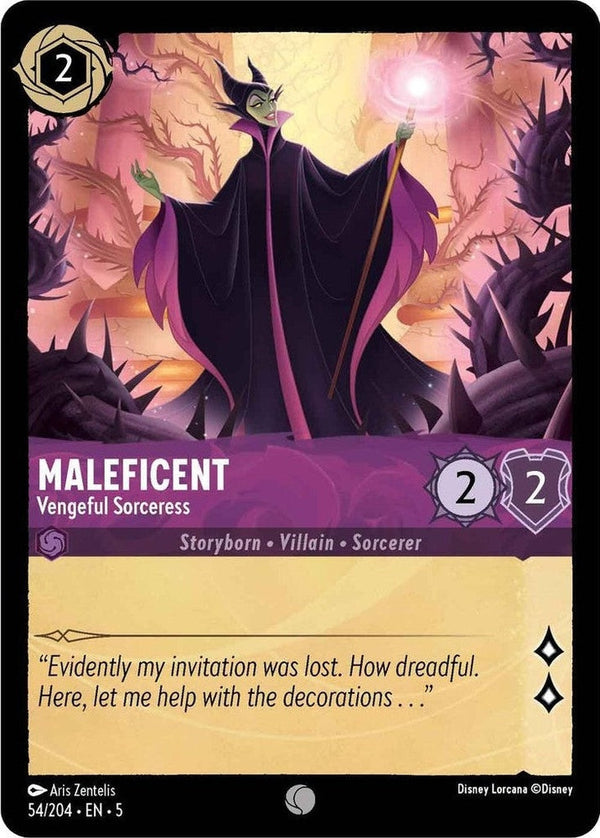 Maleficent - Vengeful Sorceress - 54/204 Common Disney Lorcana card from Shimmering Skies, Near Mint Normal