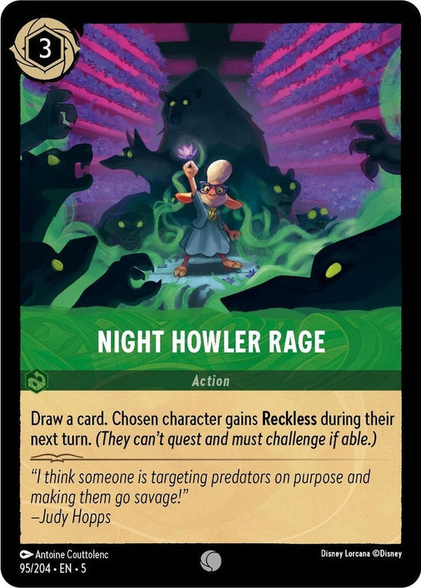 Night Howler Rage - 95/204 Common Disney Lorcana card from Shimmering Skies, Near Mint Normal