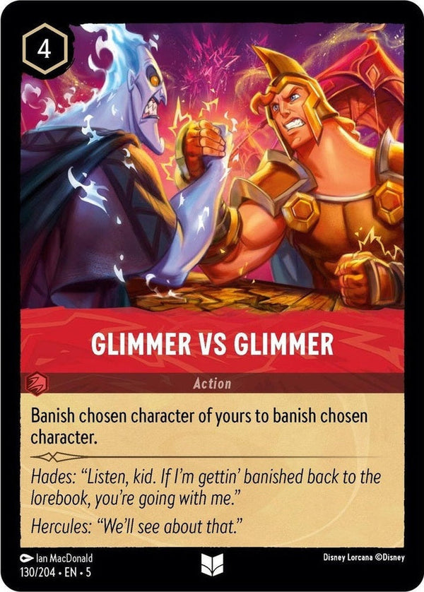 Glimmer vs Glimmer - 130/204 Uncommon Disney Lorcana card from Shimmering Skies, Near Mint Normal