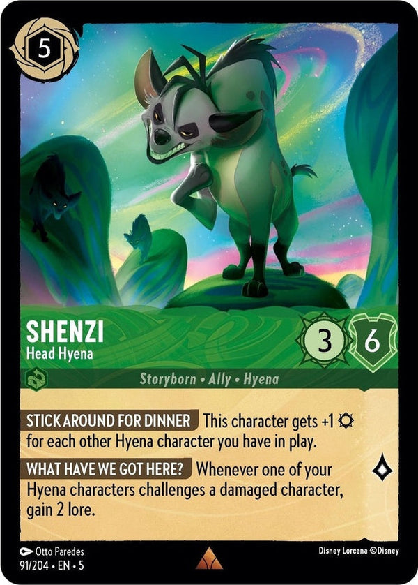 Shenzi - Head Hyena - 91/204 Rare Disney Lorcana card from Shimmering Skies, Near Mint Normal