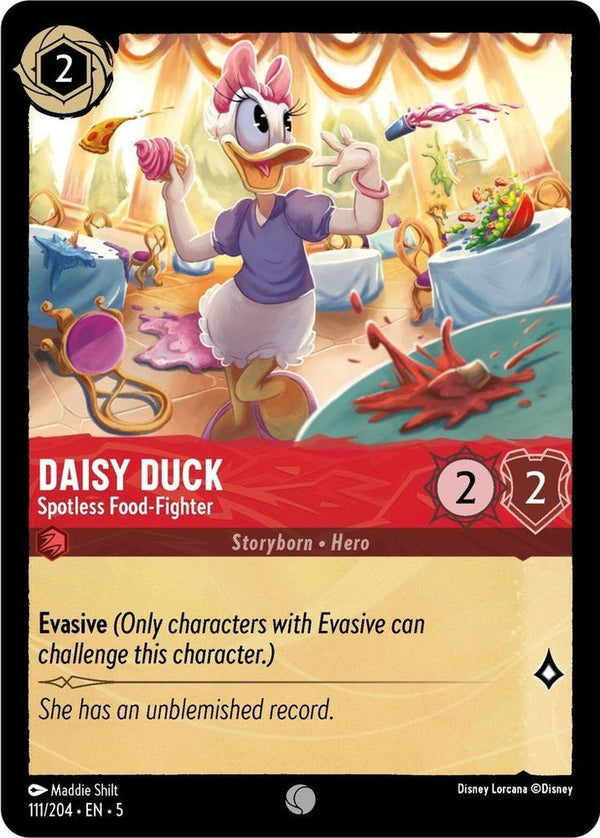 Daisy Duck - Spotless Food-Fighter - 111/204 Common Disney Lorcana card from Shimmering Skies, Near Mint Normal