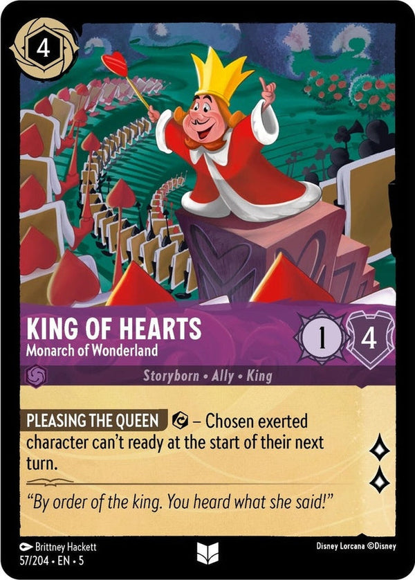 King of Hearts - Monarch of Wonderland - 57/204 Uncommon Disney Lorcana card from Shimmering Skies, Near Mint Normal