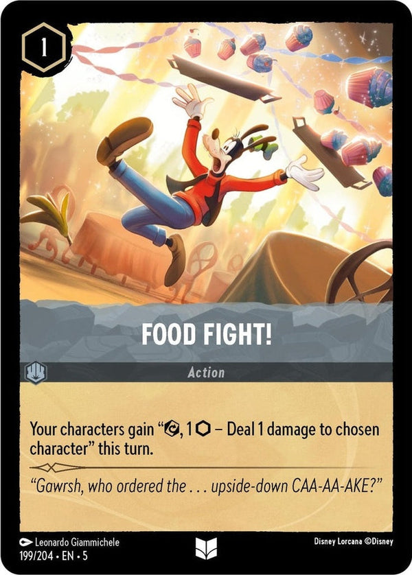 Food Fight! - 199/204 Uncommon Disney Lorcana card from Shimmering Skies, Near Mint Normal