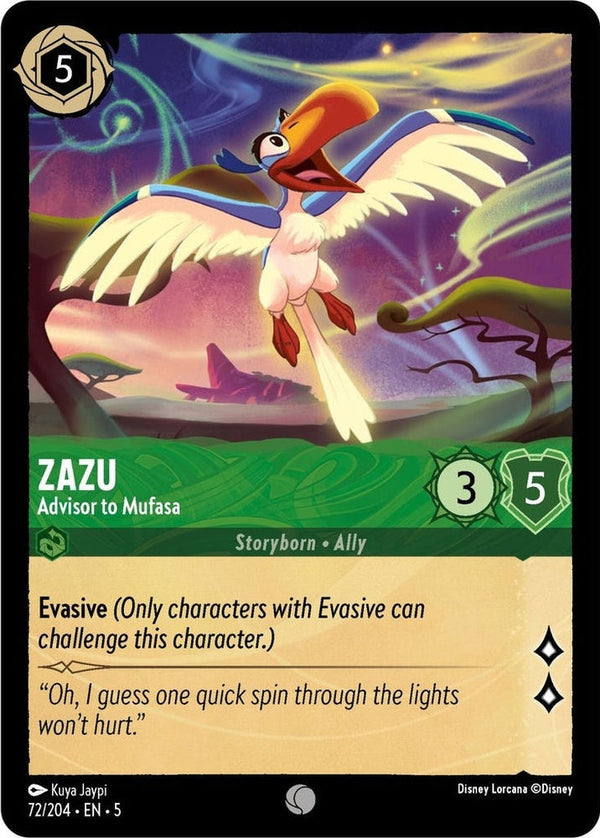 Zazu - Advisor to Mufasa - 72/204 Common Disney Lorcana card from Shimmering Skies, Near Mint Normal