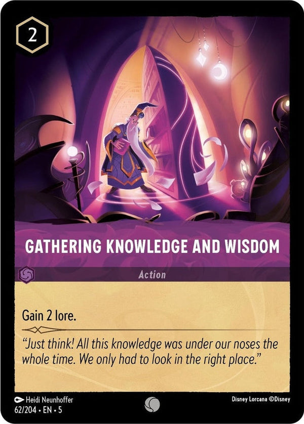 Gathering Knowledge and Wisdom - 62/204 Common Disney Lorcana card from Shimmering Skies, Near Mint Normal