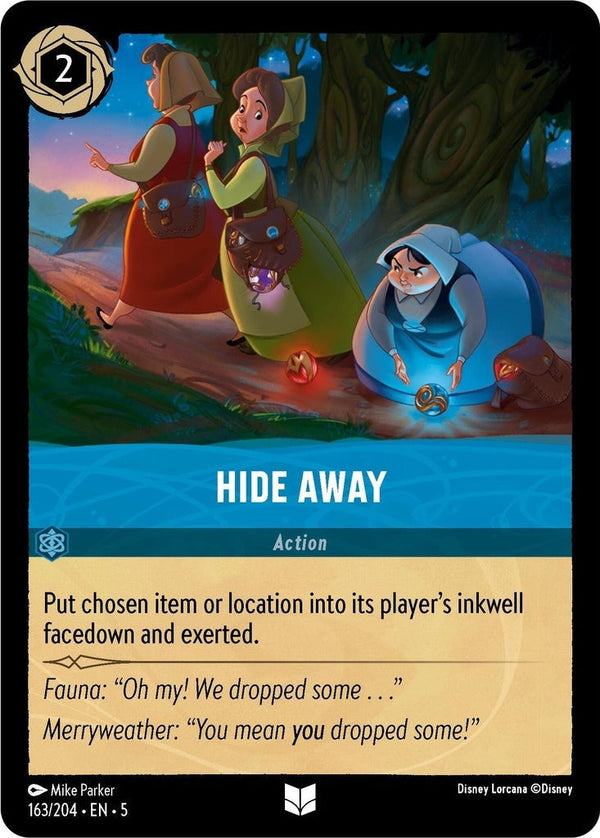 Hide Away - 163/204 Uncommon Disney Lorcana card from Shimmering Skies, Near Mint Normal