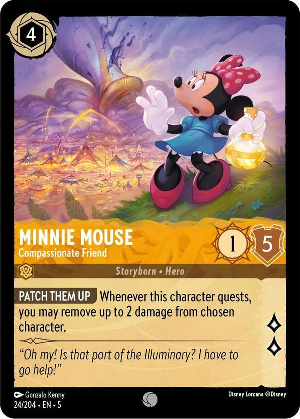 Minnie Mouse - Compassionate Friend - 24/204 Common Disney Lorcana card from Shimmering Skies, Near Mint Normal