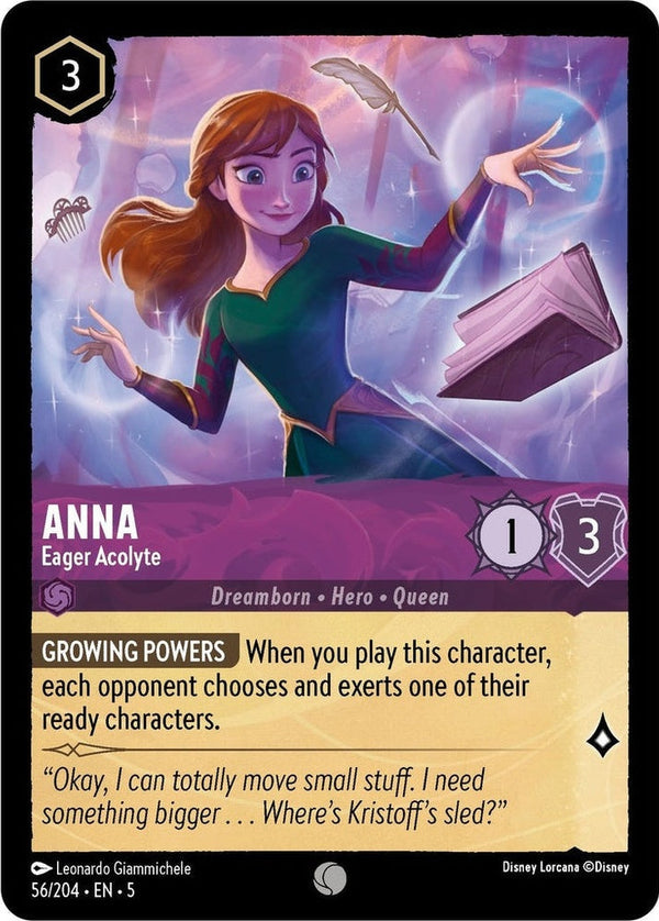 Anna - Eager Acolyte - 56/204 Common Disney Lorcana card from Shimmering Skies, Near Mint Normal