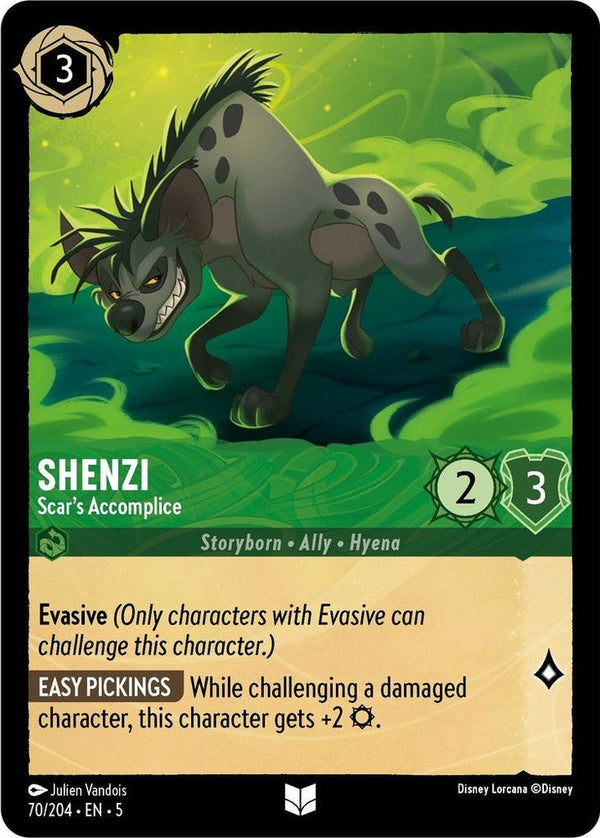 Shenzi - Scar's Accomplice - 70/204 Uncommon Disney Lorcana card from Shimmering Skies, Near Mint Normal