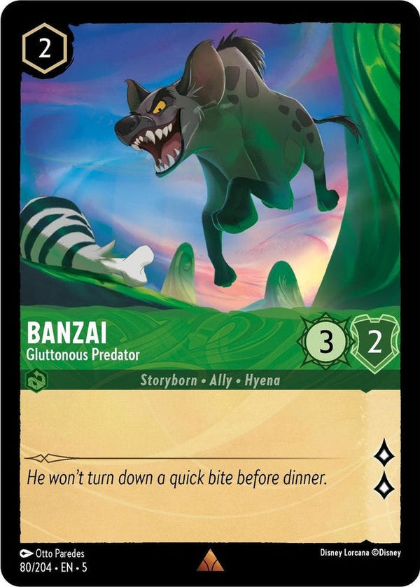 Banzai - Gluttonous Predator - 80/204 Rare Disney Lorcana card from Shimmering Skies, Near Mint Normal