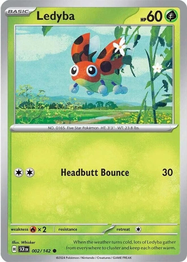 Ledyba - 002/142 Common Pokémon card from Stellar Crown, Near Mint Normal