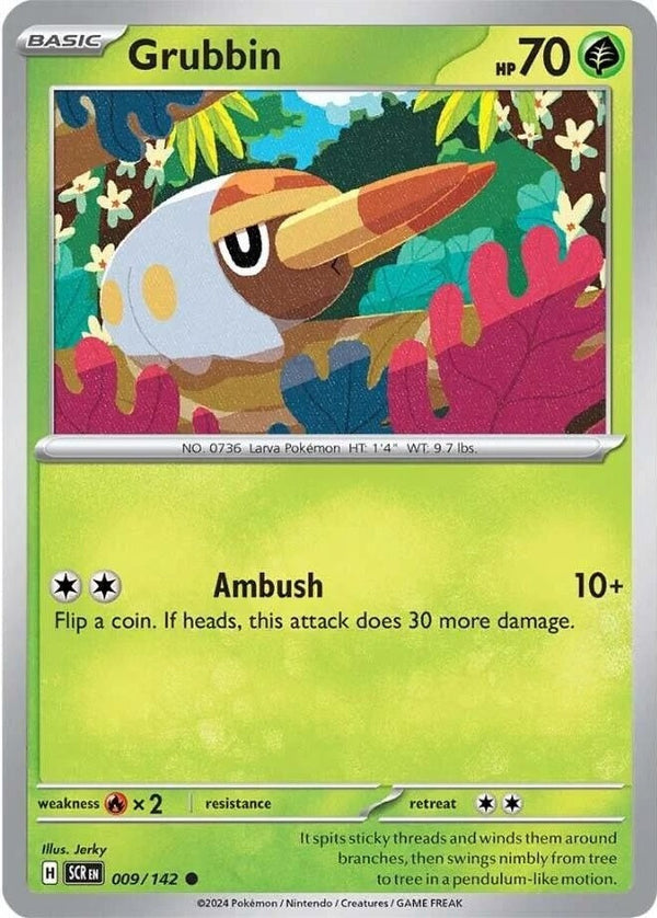 Grubbin - 009/142 Common Pokémon card from Stellar Crown, Near Mint Normal
