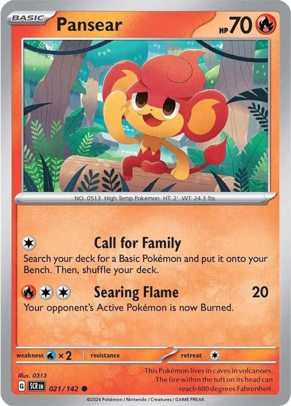 Pansear - 021/142 Common Pokémon card from Stellar Crown, Near Mint Normal