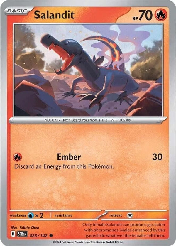 Salandit - 023/142 Common Pokémon card from Stellar Crown, Near Mint Normal