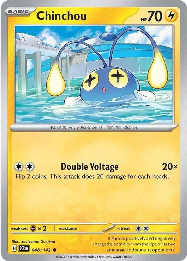 Chinchou - 048/142 Common Pokémon card from Stellar Crown, Near Mint Normal