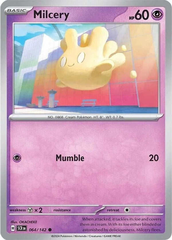 Milcery - 064/142 Common Pokémon card from Stellar Crown, Near Mint Reverse Holofoil