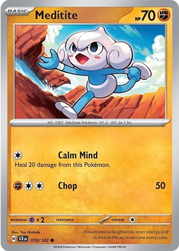 Meditite - 078/142 Common Pokémon card from Stellar Crown, Near Mint Normal