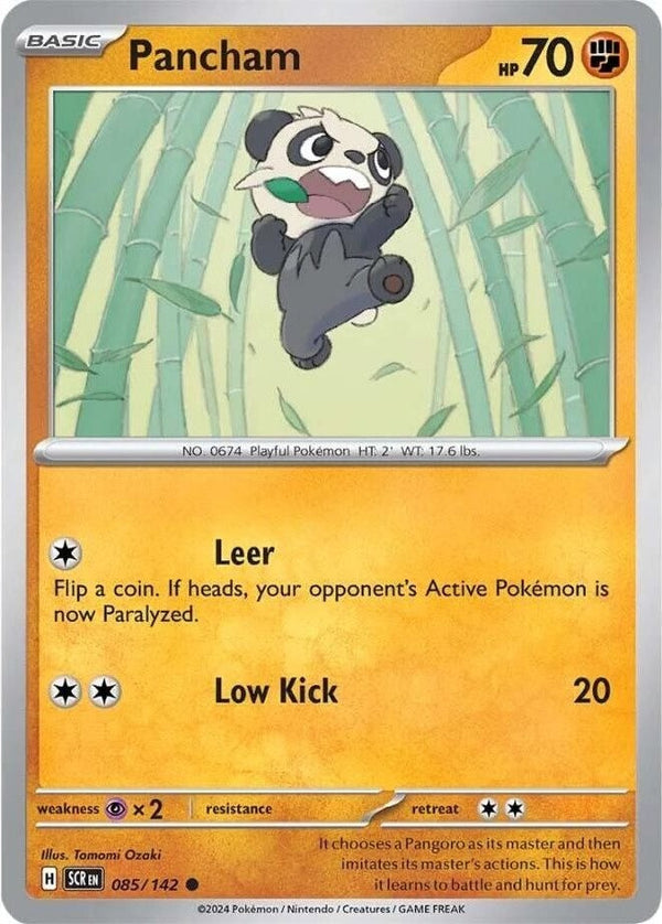 Pancham - 085/142 Common Pokémon card from Stellar Crown, Near Mint Normal