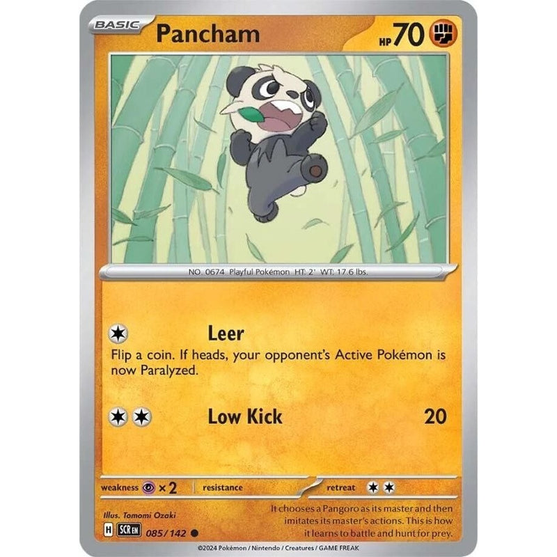 Pancham - 085/142 Common Pokémon card from Stellar Crown, Near Mint Normal