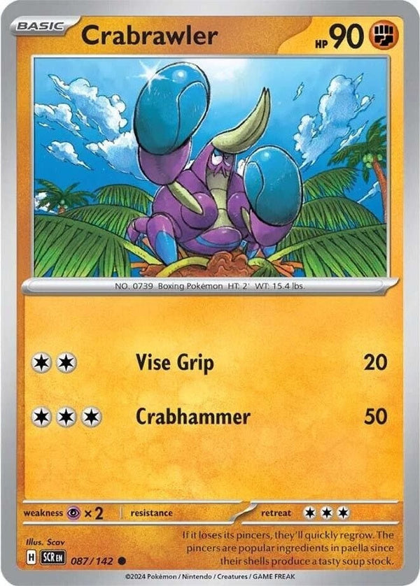 Crabrawler - 087/142 Common Pokémon card from Stellar Crown, Near Mint Normal