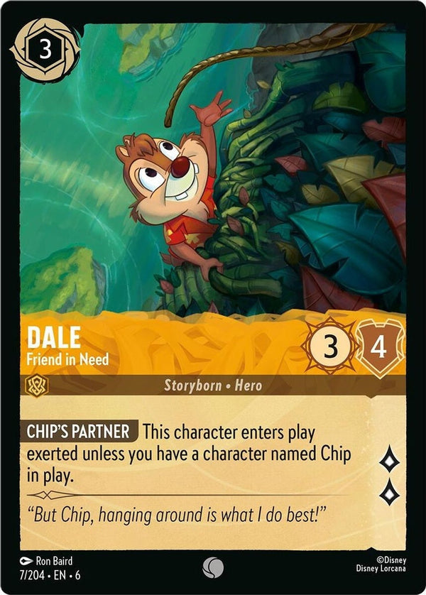 Dale - Friend in Need - 7/204 Common Disney Lorcana card from Azurite Sea, Near Mint Normal