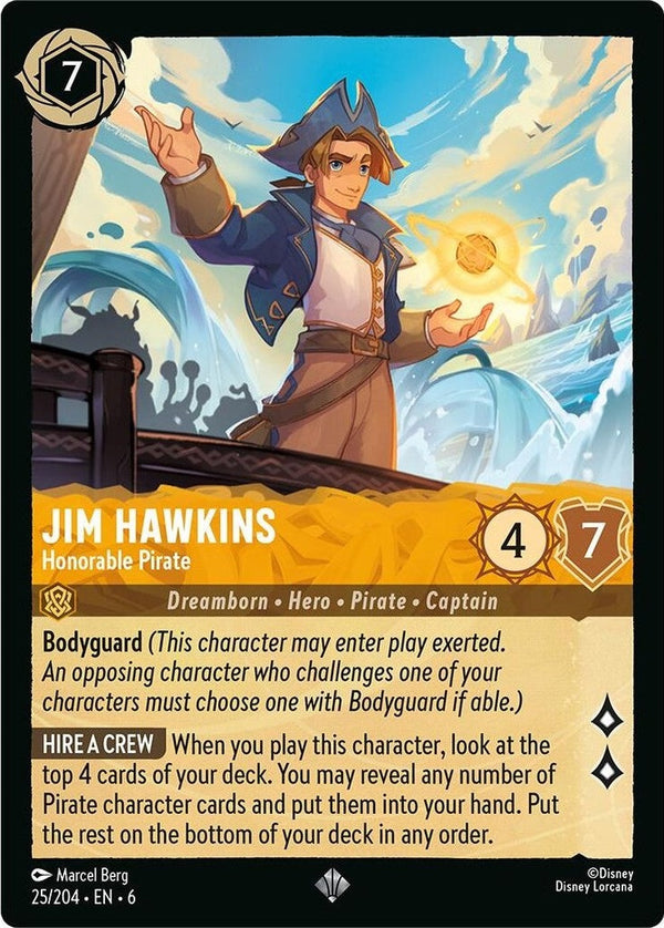 Jim Hawkins - Honorable Pirate - 25/204 Super Rare Disney Lorcana card from Azurite Sea, Near Mint Normal