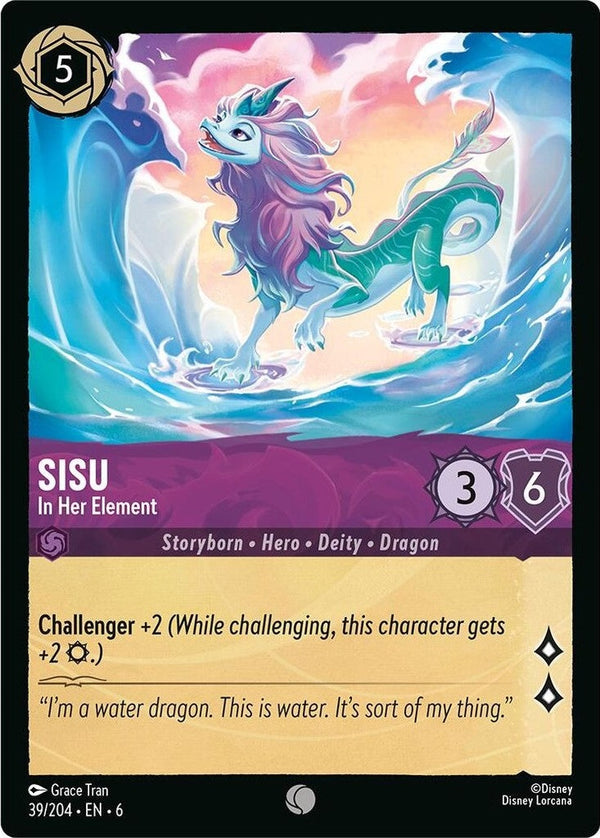 Sisu - In Her Element - 39/204 Common Disney Lorcana card from Azurite Sea, Near Mint Normal