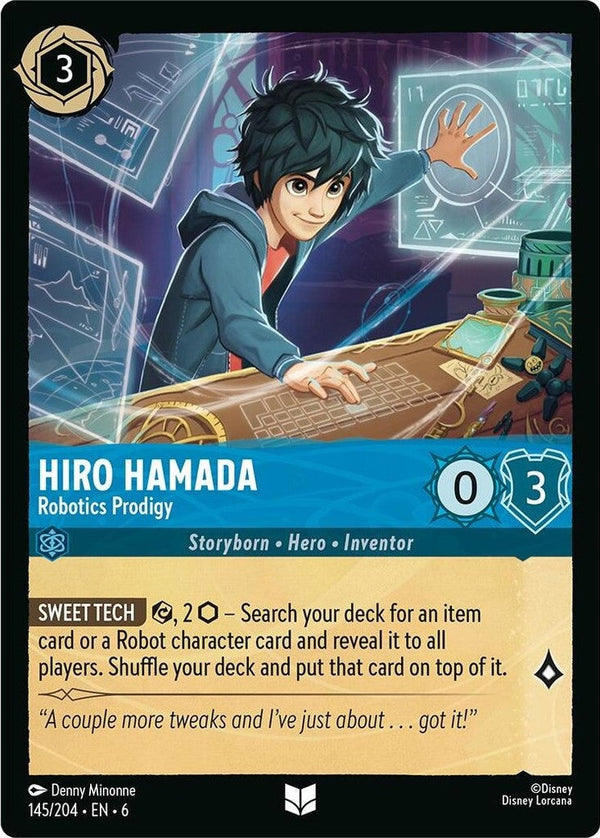 Hiro Hamada - Robotics Prodigy - 145/204 Uncommon Disney Lorcana card from Azurite Sea, Near Mint Normal