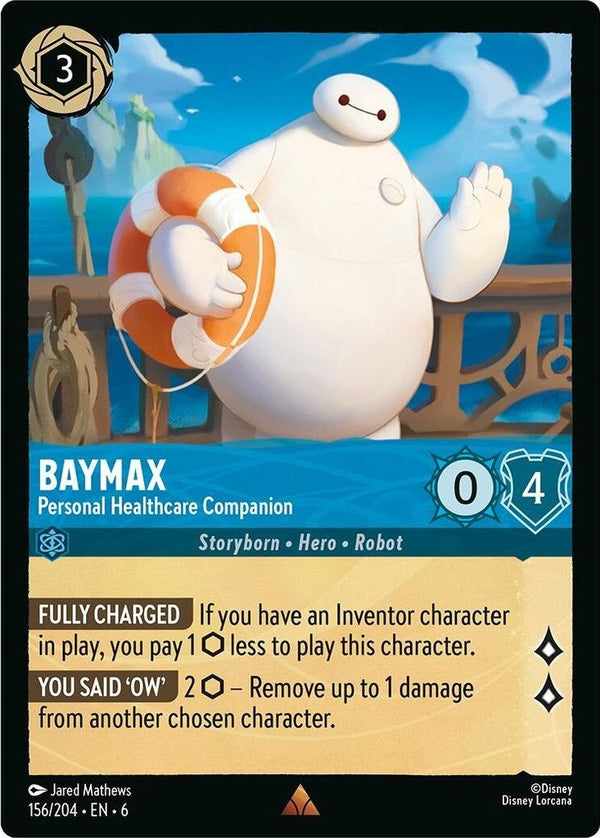 Baymax - Personal Healthcare Companion - 156/204 Rare Disney Lorcana card from Azurite Sea, Near Mint Normal