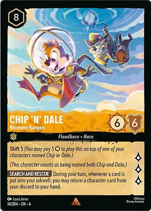 Chip 'n' Dale - Recovery Rangers - 14/204 Rare Disney Lorcana card from Azurite Sea, Near Mint Normal