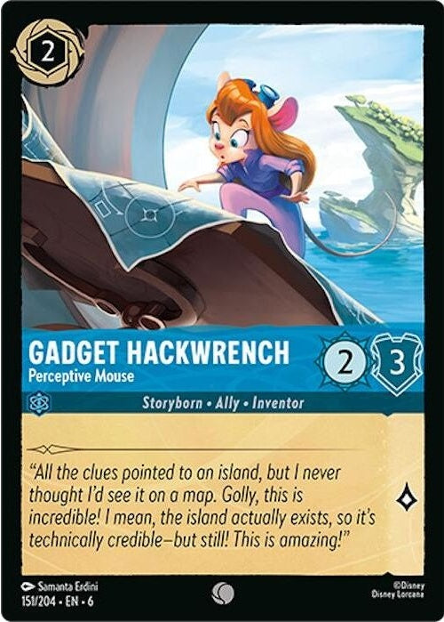 Gadget Hackwrench - Perceptive Mouse - 151/204 Common Disney Lorcana card from Azurite Sea, Near Mint Normal