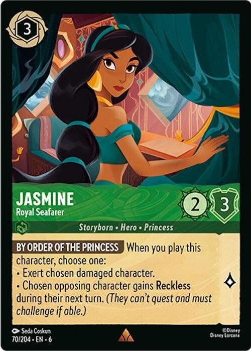 Jasmine - Royal Seafarer - 70/204 Rare Disney Lorcana card from Azurite Sea, Near Mint Normal