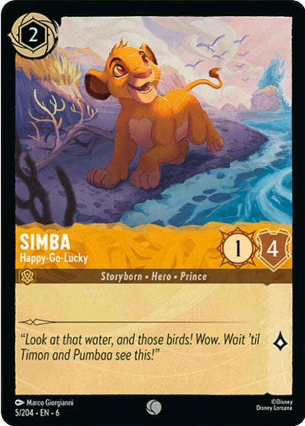 Simba - Happy-Go-Lucky - 5/204 Common Disney Lorcana card from Azurite Sea, Near Mint Normal