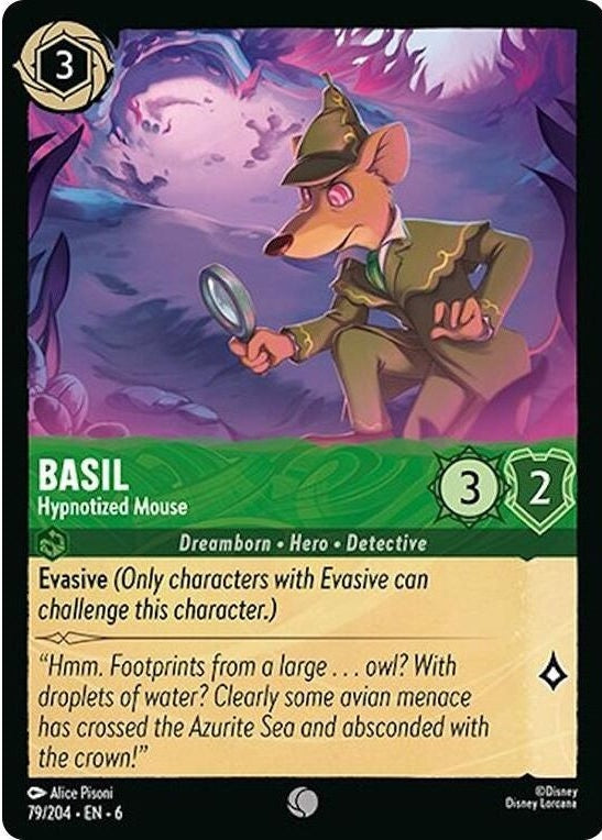 Basil - Hypnotized Mouse - 79/204 Common Disney Lorcana card from Azurite Sea, Near Mint Normal