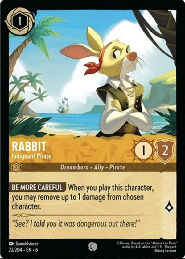 Rabbit - Indignant Pirate - 22/204 Common Disney Lorcana card from Azurite Sea, Near Mint Normal