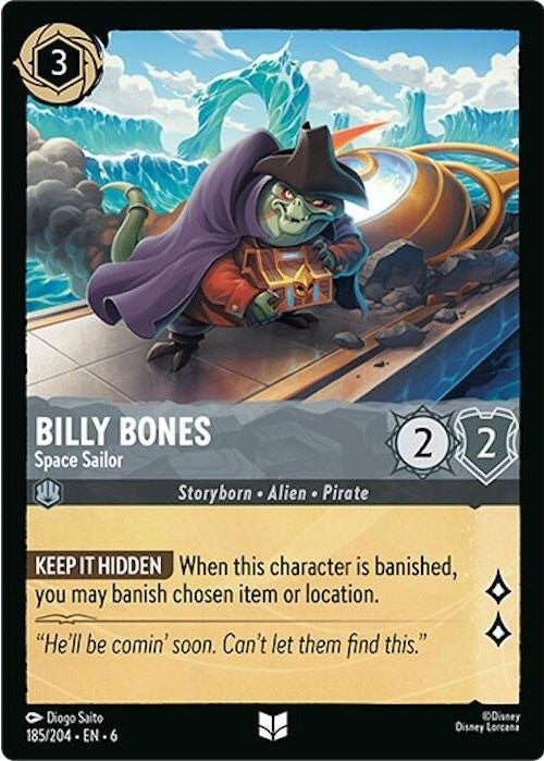Billy Bones - Space Sailor - 185/204 Uncommon Disney Lorcana card from Azurite Sea, Near Mint Normal