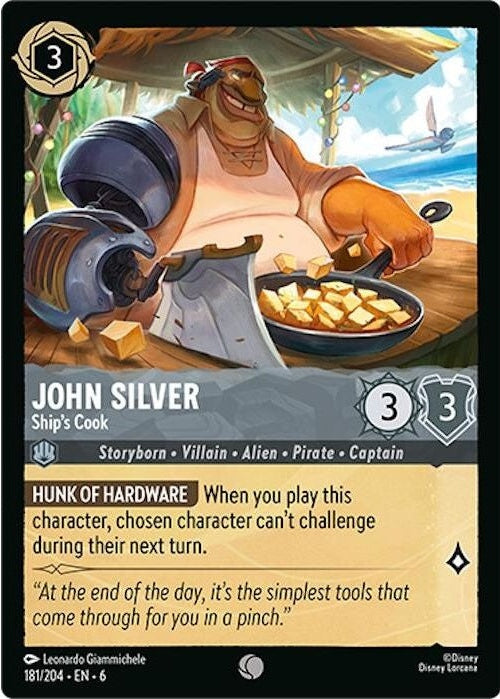 John Silver - Ship's Cook - 181/204 Common Disney Lorcana card from Azurite Sea, Near Mint Normal