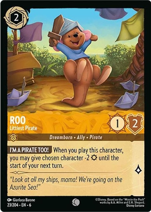 Roo - Littlest Pirate - 23/204 Common Disney Lorcana card from Azurite Sea, Near Mint Normal