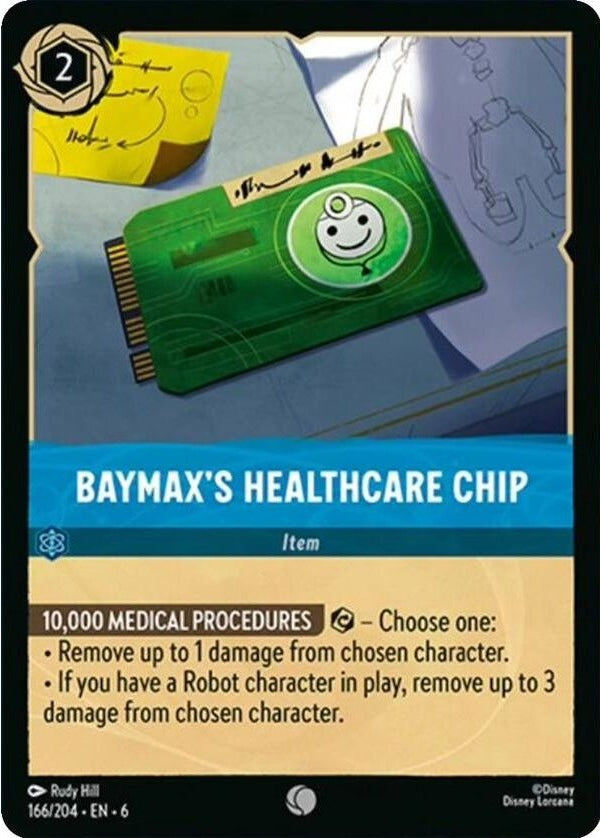 Baymax's Healthcare Chip - 166/204 Common Disney Lorcana card from Azurite Sea, Near Mint Normal