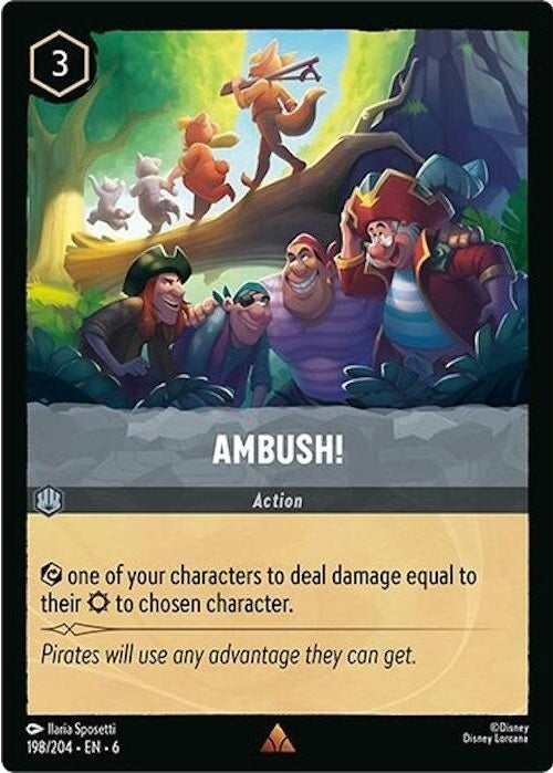 Ambush! - 198/204 Rare Disney Lorcana card from Azurite Sea, Near Mint Normal