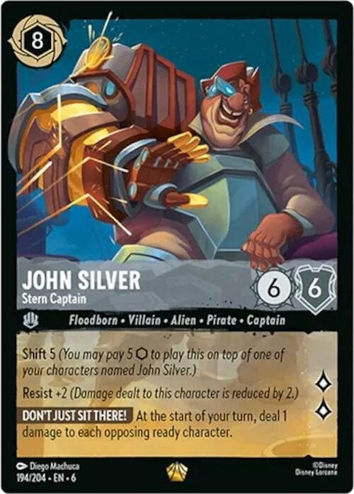 John Silver - Stern Captain - 194/204 Legendary Disney Lorcana card from Azurite Sea, Near Mint Normal