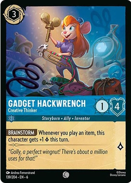 Gadget Hackwrench - Creative Thinker - 139/204 Common Disney Lorcana card from Azurite Sea, Near Mint Normal